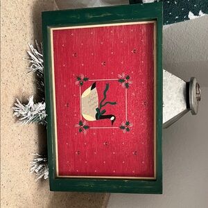 Festive Red and Green Wooden Holiday Art